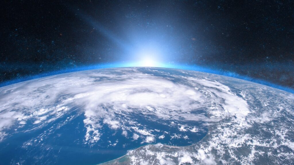 宇宙から見た日の出