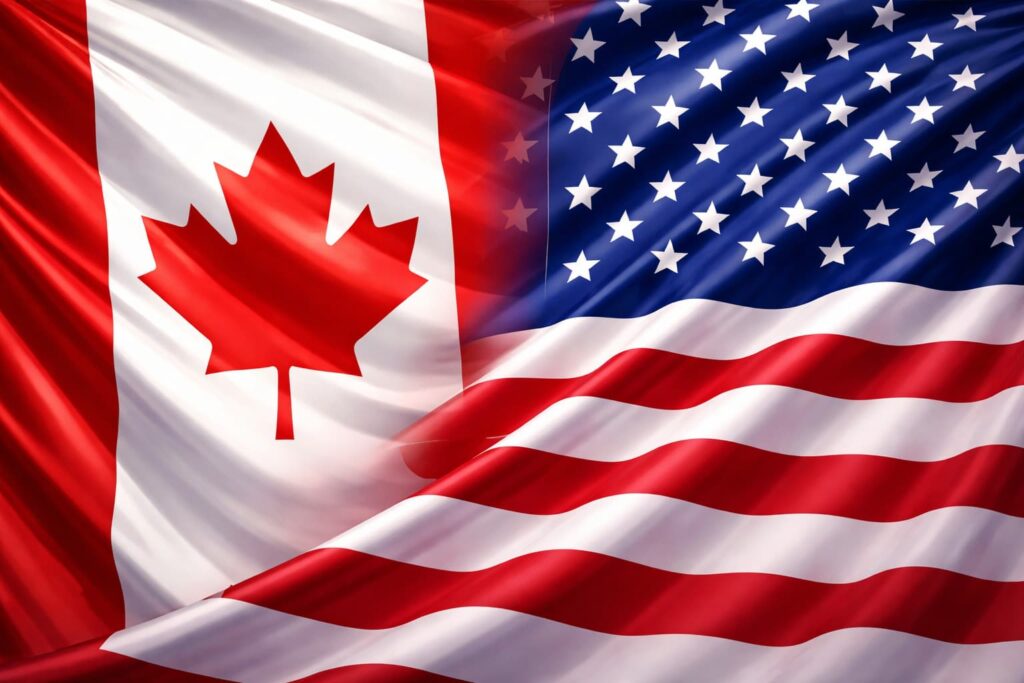 カナダとアメリカの国旗