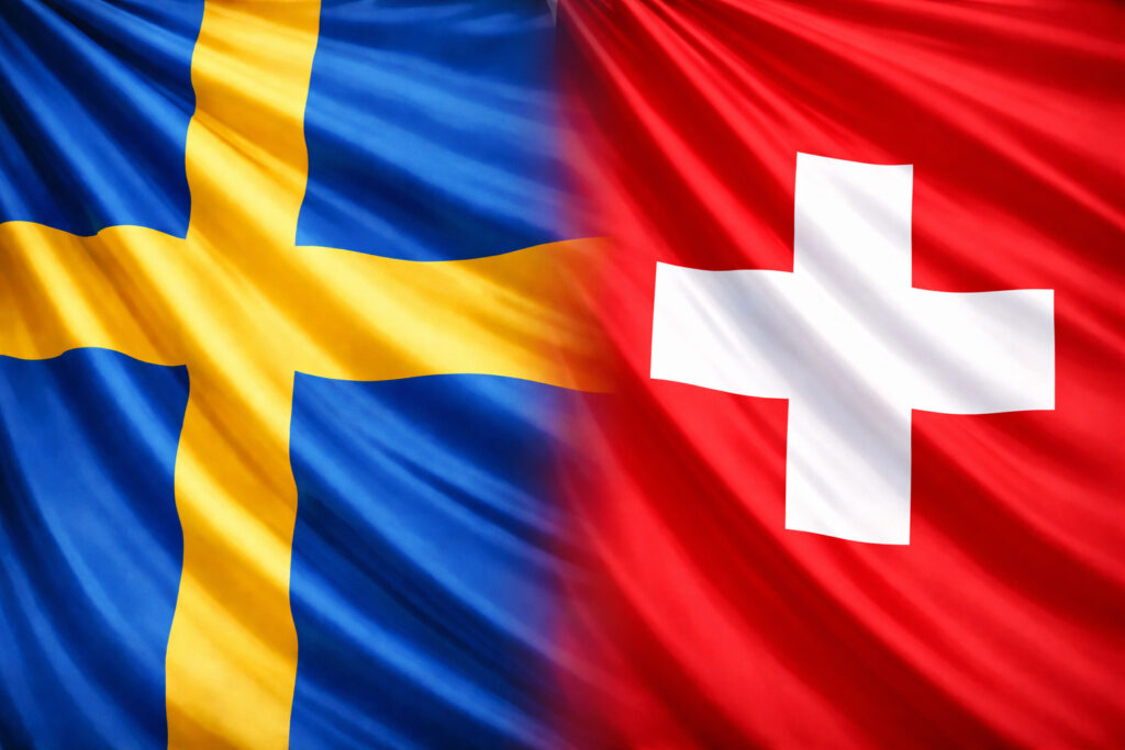 スウェーデンとスイスの国旗
