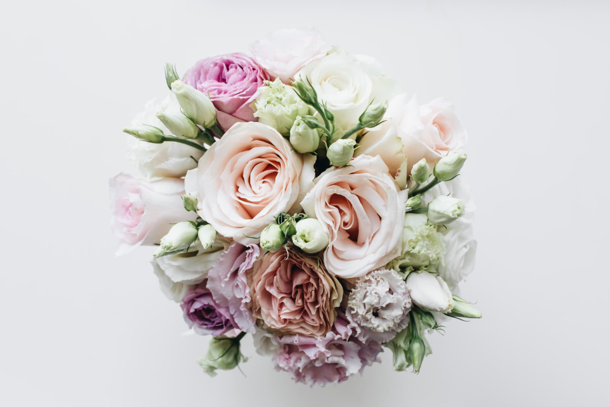 Beautiful spring bouquet with pink and white tender flowers